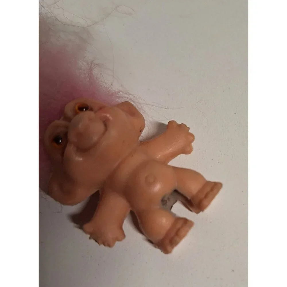 1964 SHE Troll Doll Pink Hair 1.5" Blue Dress DAM Amber Eyes Vintage - Picture 10 of 10